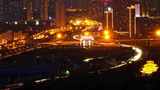 西宁城市高架桥夜景延时摄影