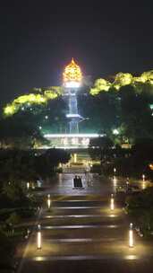 竖屏航拍四川德阳钟鼓楼夜景文物古迹