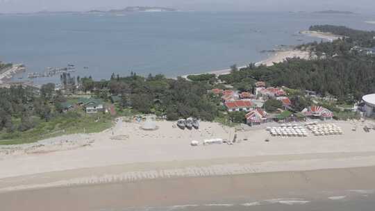 湄洲岛鹅尾神石园沙滩景区景点航拍风景