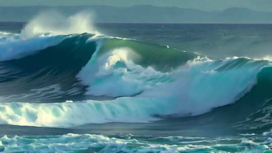 风浪汹涌的大海水花动态海面