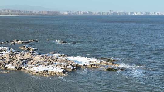 北戴河海天一色海冰航拍