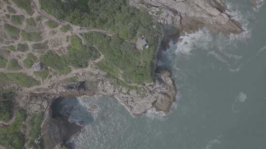 深圳杨梅坑礁石海岸航拍视频素材模板下载