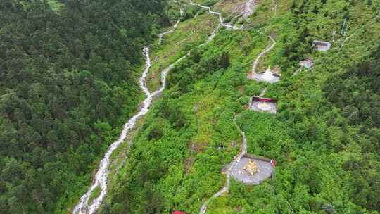 航拍四川甘孜磨西镇海螺沟景区观景台