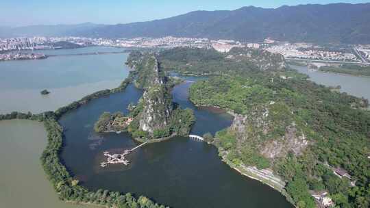 广东肇庆星湖景区七星山5A景区航拍