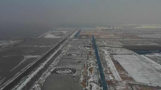 黄骅市冬天雪景航拍