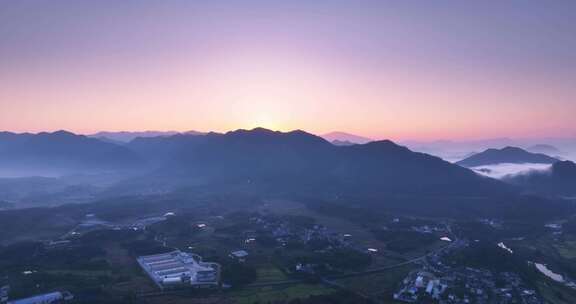 日出茶山晨雾航拍