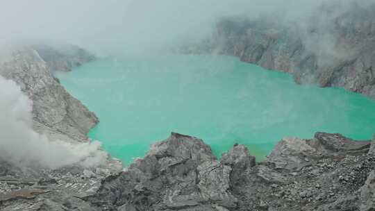 Ijen，火山，烟雾，岩石