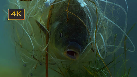 {原创}被渔网缠绕的鱼生态污染
