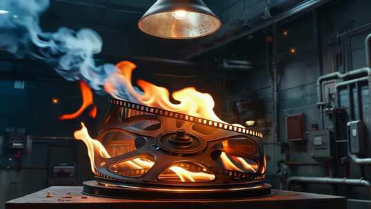 燃烧的电影胶片素材