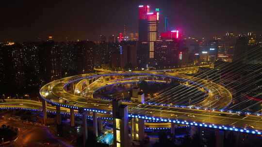 上海市黄浦区黄浦江南浦大桥桥梁夜晚夜景车