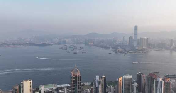 香港中西区清晨日出航拍