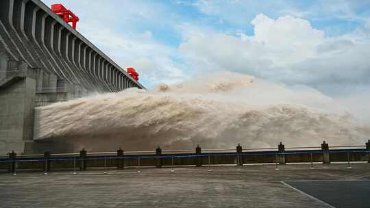 近距离实拍三峡大坝泄洪震撼场景视频素材模板下载