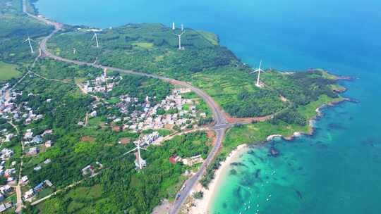 航拍海南环岛公路海洋森林海岸与海岸线航拍