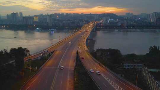 城市建筑都市日出日落朝阳晚霞夕阳黄昏航拍视频素材模板下载