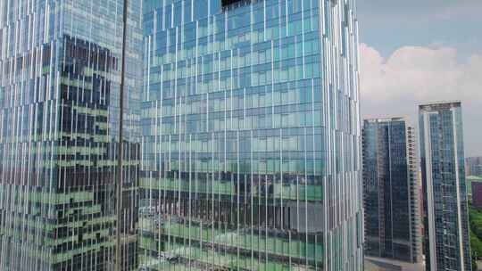 航拍高端商务大厦、高端写字楼
