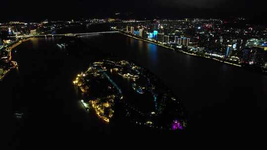 浙江温州城市夜景灯光航拍