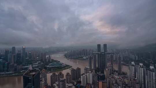 重庆云端之眼高空城市天际线延时视频素材模板下载