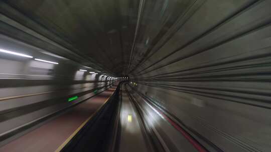 隧道穿越  地铁行驶主观镜头