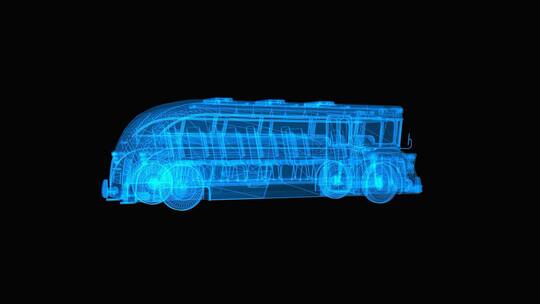 大巴车三维立体模型元素展示AE视频素材教程下载
