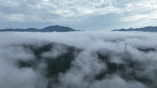 安徽六安大别山云层之上4k航拍原始视频