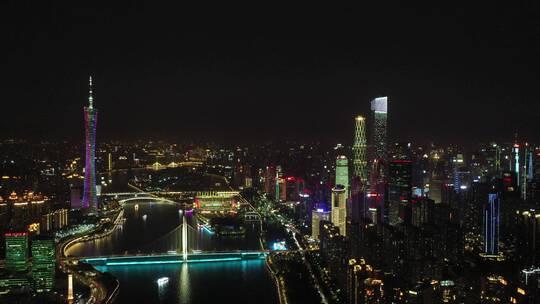 4K航拍广州地标城市群夜景6