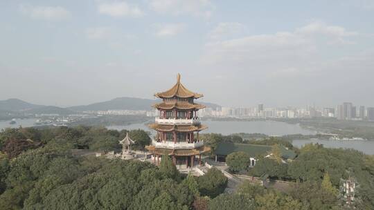 无锡太湖鼋头渚蠡湖全景4K航拍原素材