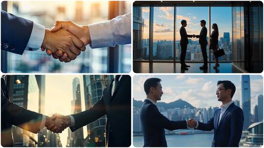 高端商务合作交流 握手洽谈