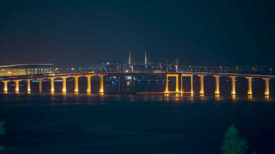 澳门友谊大桥夜景固定延时