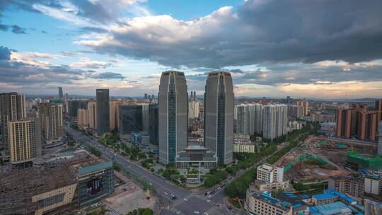 昆明日落城市夜景