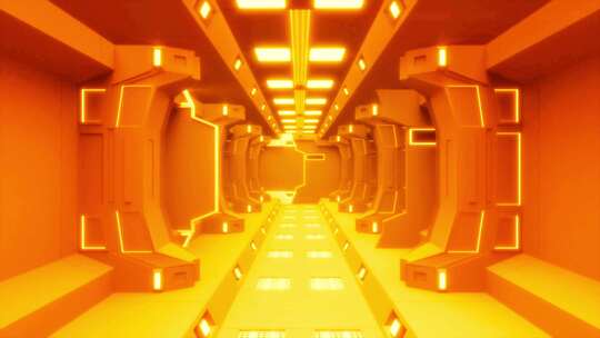 橙色未来氛围隧道开门通道