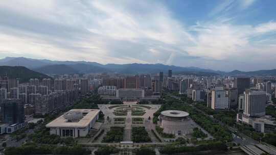 福建龙岩市政府近景航拍