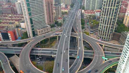 上海黄浦区延安东路立交桥车流延时城市风景视频素材模板下载