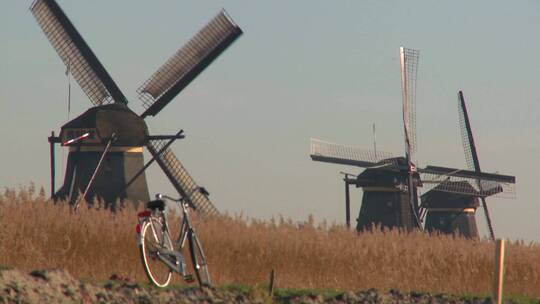 自行车停在荷兰的小路上