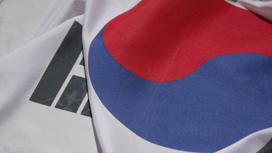 韩国国旗的特写