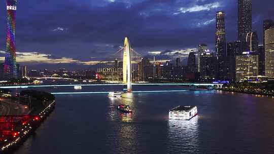 广州猎德大桥夜景-2视频素材模板下载