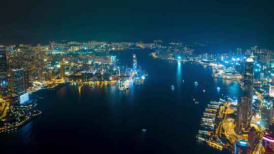 香港维多利亚港夜景_香港夜景后移延时