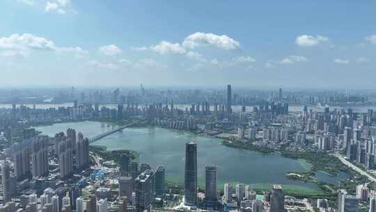 武汉武昌新区航拍城市建筑风光鸟瞰市区风景