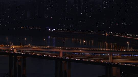 城市傍晚桥梁车流4K视频素材模板下载