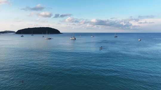 美丽热带海滩沙滩浪花海浪航拍