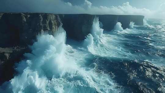 海洋海边海浪特写唯美巨浪浪花波涛汹涌翻滚