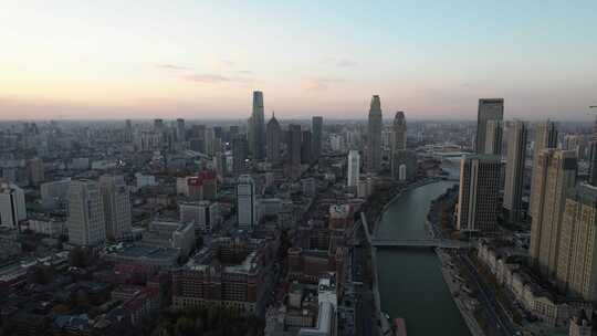 天津海河风景线城市天际线建筑风光航拍