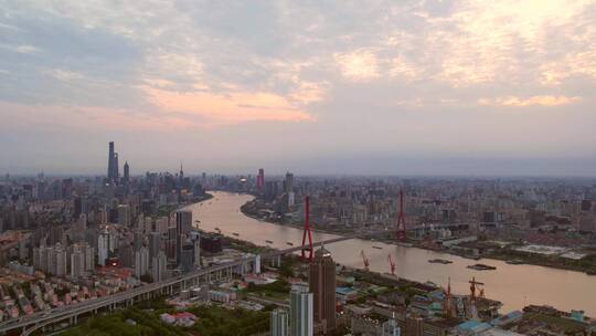 航拍上海杨浦大桥延时视频素材模板下载