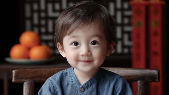 可爱宝宝的甜美笑容温暖治愈