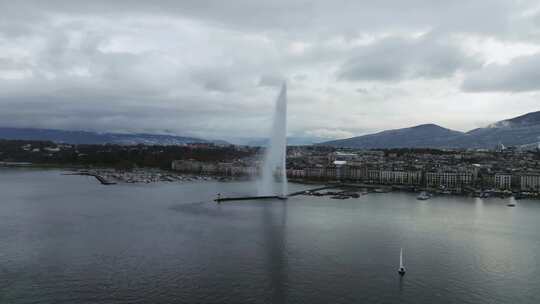 航拍欧洲瑞士日内瓦城市视频素材模板下载
