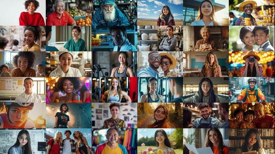 百人千人万人笑容微笑(前136S为快速预览)高清在线视频素材下载