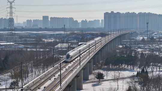 京广高铁 雪后航拍