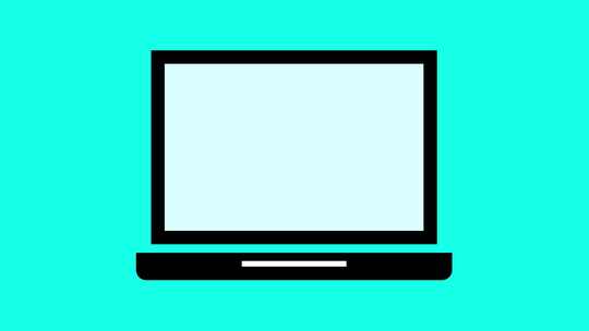 电脑屏幕作业胡椒图标动画在青色背景。