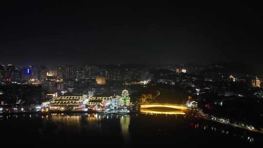 惠州合江楼夜景航拍东江夜晚风光河流风景