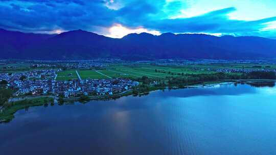 大理洱海双廊夕阳夜景