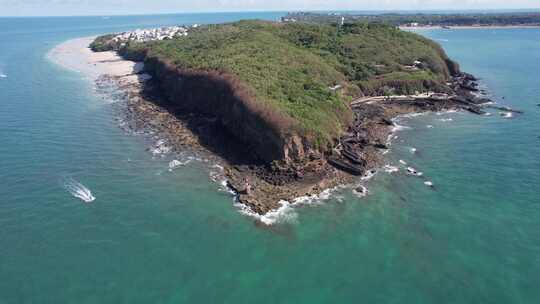 广西北海涠洲岛鳄鱼山蓝天白云航拍